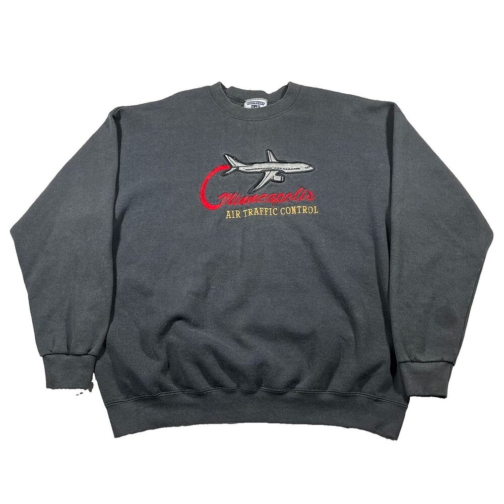 Vintage Lee Heavyweight Minneapolis Air Traffic Control USA Sweatshirt XL